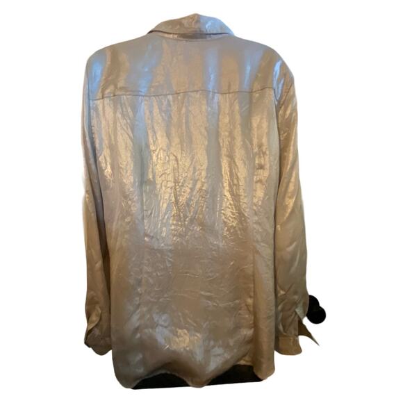 Women’s liquid gold sz M shimmer blouse. Calvin Klein. Excellent condition. - Picture 3 of 5